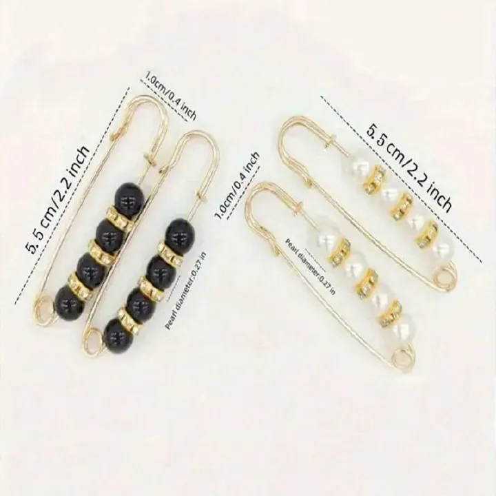 4PCS Multi-purpose Multi-function Imitating Pearl Pin Jewelry, Waist Reduction,pearl Brooch Fixed Girth,decorating Various Clothes/trousers/shirt/dress/sweater/shawl/pant /scarves/jackets/hats/handbag