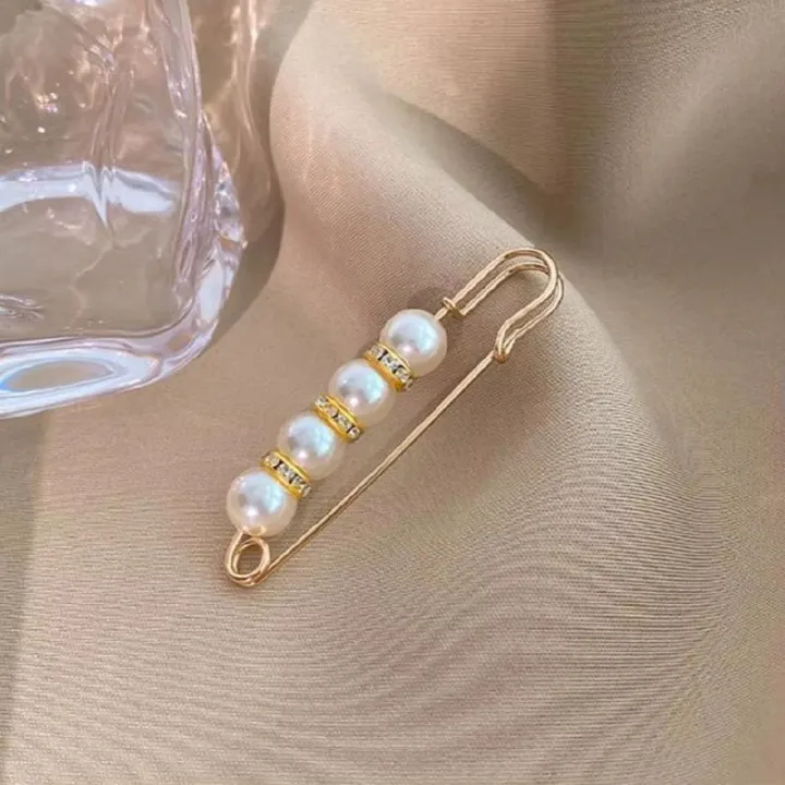 4PCS Multi-purpose Multi-function Imitating Pearl Pin Jewelry, Waist Reduction,pearl Brooch Fixed Girth,decorating Various Clothes/trousers/shirt/dress/sweater/shawl/pant /scarves/jackets/hats/handbag