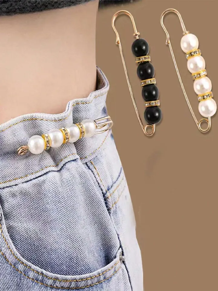 4PCS Multi-purpose Multi-function Imitating Pearl Pin Jewelry, Waist Reduction,pearl Brooch Fixed Girth,decorating Various Clothes/trousers/shirt/dress/sweater/shawl/pant /scarves/jackets/hats/handbag