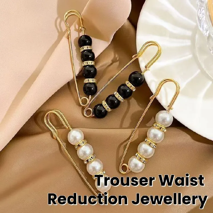 4PCS Multi-purpose Multi-function Imitating Pearl Pin Jewelry, Waist Reduction,pearl Brooch Fixed Girth,decorating Various Clothes/trousers/shirt/dress/sweater/shawl/pant /scarves/jackets/hats/handbag