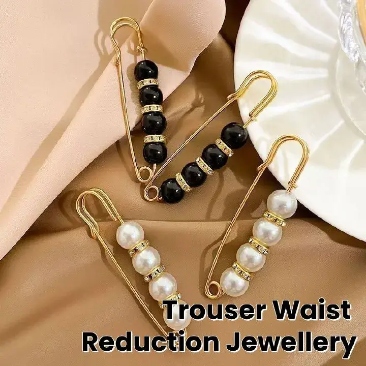 4PCS Multi-purpose Multi-function Imitating Pearl Pin Jewelry, Waist Reduction,pearl Brooch Fixed Girth,decorating Various Clothes/trousers/shirt/dress/sweater/shawl/pant /scarves/jackets/hats/handbag