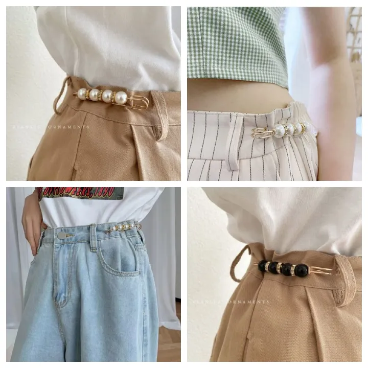 4PCS Multi-purpose Multi-function Imitating Pearl Pin Jewelry, Waist Reduction,pearl Brooch Fixed Girth,decorating Various Clothes/trousers/shirt/dress/sweater/shawl/pant /scarves/jackets/hats/handbag