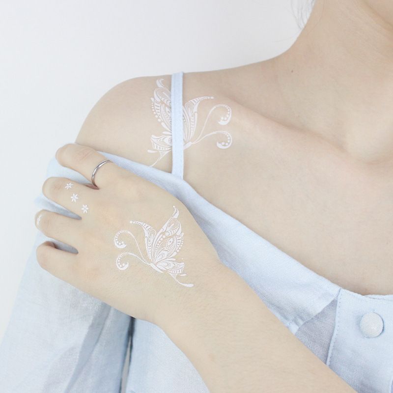 5PCS Fantasy White Tattoo Stickers Beauty Makeup Temporary Stickers Blessing Pattern Attraction Charming Waterproof fashions fashionable TK ins popular Young Students Women Girls Lady Beauty Makeup