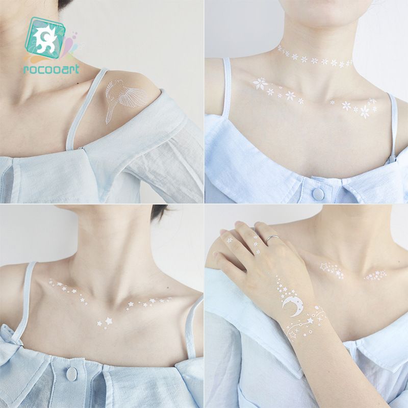 5PCS Fantasy White Tattoo Stickers Beauty Makeup Temporary Stickers Blessing Pattern Attraction Charming Waterproof fashions fashionable TK ins popular Young Students Women Girls Lady Beauty Makeup