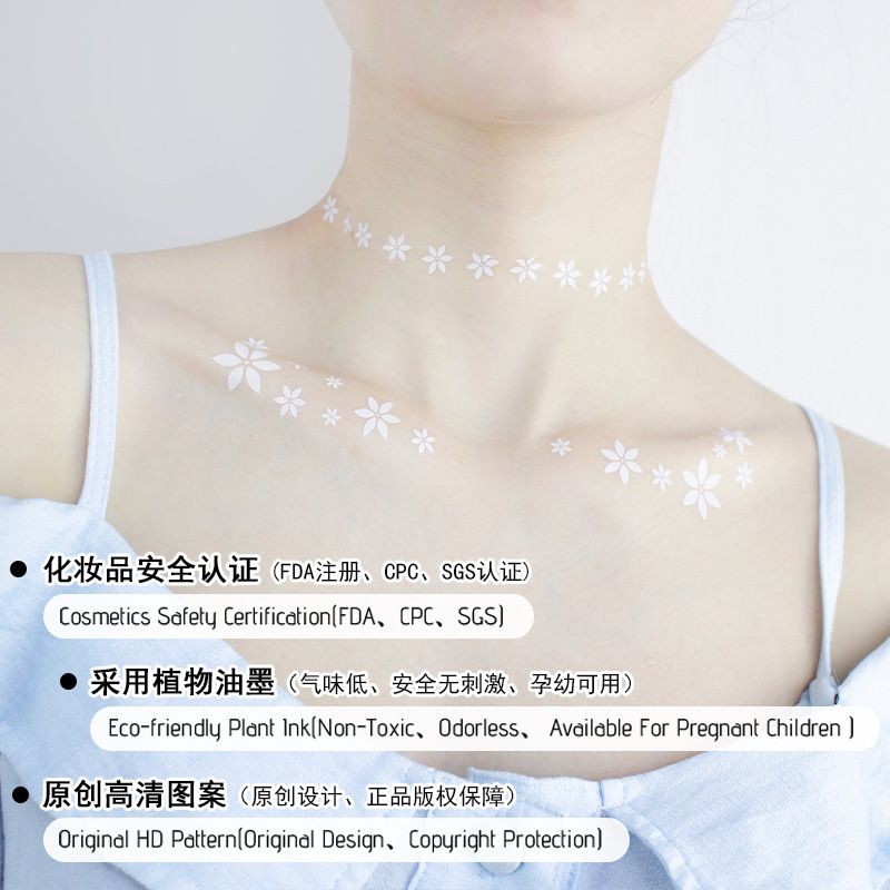 5PCS Fantasy White Tattoo Stickers Beauty Makeup Temporary Stickers Blessing Pattern Attraction Charming Waterproof fashions fashionable TK ins popular Young Students Women Girls Lady Beauty Makeup