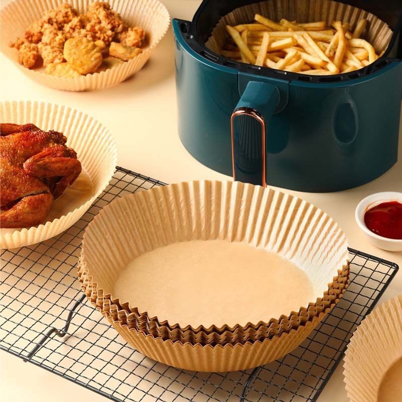 50pcs Air Fryer Paper Liner Disposable Airfryer Paper Mat Round Airfryer Paper Steamer Mat Baking Mats Air Fryer Accessories Oil-proof Non-stick Cook Tools Kitchen Oven Paper Baking Paper Microwave