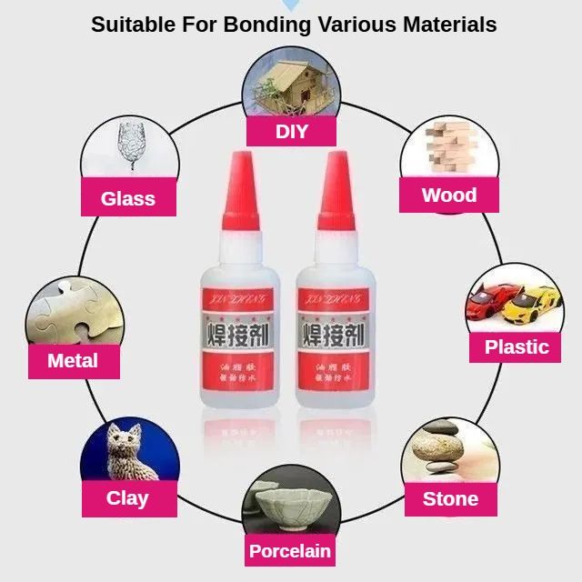 2PCS Universal Glues Liquid Welding Repair Glue Ultra-strong Adhesive Waterproof Quick-drying High & Low Temperature Resistance Bonding Metal Glass Plastic Wood Shoe Repair Furniture Door Repair Tool