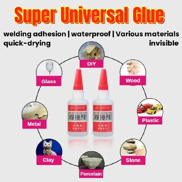 2PCS Universal Glues Liquid Welding Repair Glue Ultra-strong Adhesive Waterproof Quick-drying High & Low Temperature Resistance Bonding Metal Glass Plastic Wood Shoe Repair Furniture Door Repair Tool