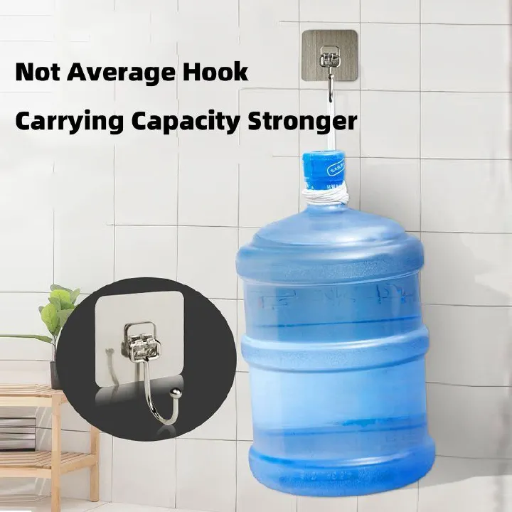 10pcs Large Ultra-strong Hook Set Load-bearing Hook Hanger Stainless Steel Solid Hook Bathroom Rust-proof Removable Wider Thicker Hooks Strong Self Adhesive Hooks Waterproof Hook Kitchen Hook