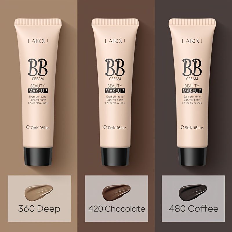24H Full Coverage BB Cream Natural Makeup Effect Sweat Moisturizing Liquid Foundation Lightweight Matte Sensitive Skin Dry Skin Oily Skin Long Lasting Hydrating Clean Beauty Foundation Lock Makeup
