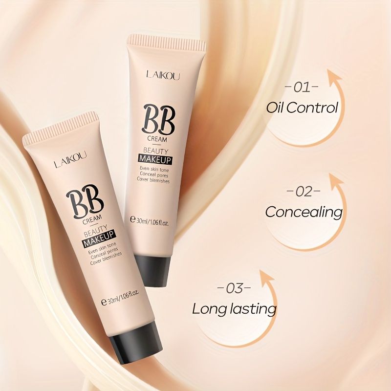 24H Full Coverage BB Cream Natural Makeup Effect Sweat Moisturizing Liquid Foundation Lightweight Matte Sensitive Skin Dry Skin Oily Skin Long Lasting Hydrating Clean Beauty Foundation Lock Makeup