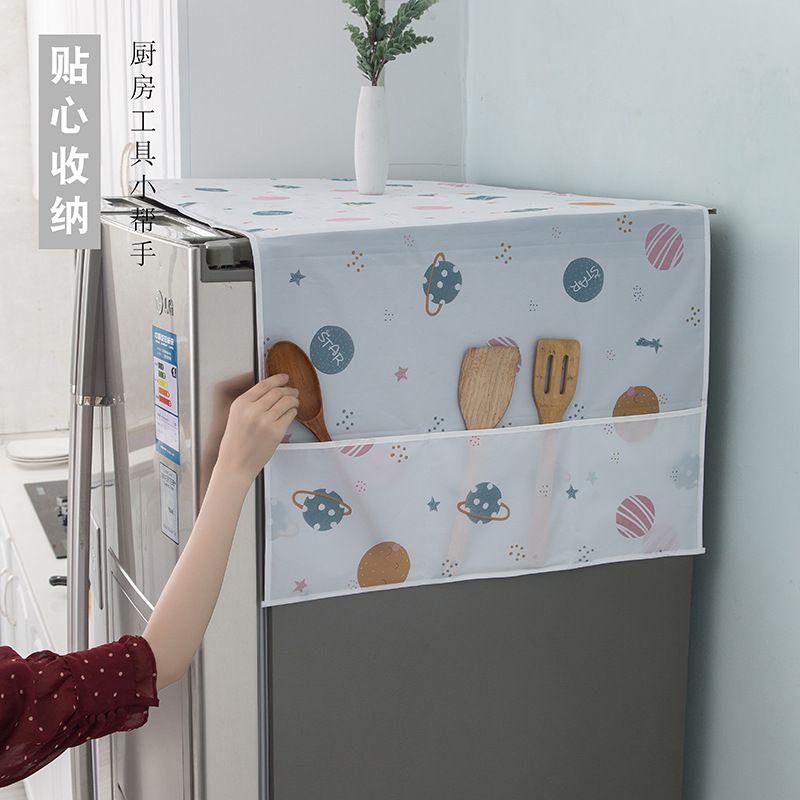 2-in-1 Multi-functional Refrigerator Storage Bag Cover Cloth Protects Refrigerator From Scratches Protects From Grease Dust Organizes Cookware Stores Kitchen Tools washing machine Hanging Bag