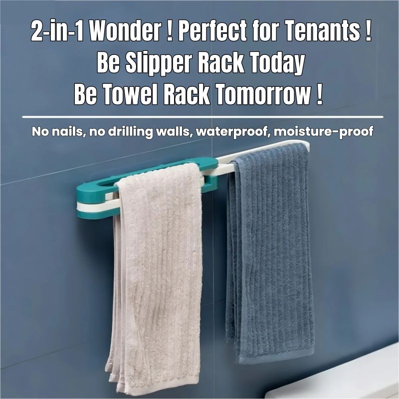 3-in-1 Foldable Slipper Rack Wall  Durable Plastic Slipper Holder Adhesive Backing Slipper Organizer Folding Bathroom Shoe Rack Home Hanging Shoe Rack Space Saving Storage No Drill Punch-free