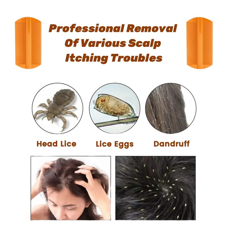 2-Pack Lice & Dandruff Comb Set Traditional Chinese Lice Comb Double-Side Fine Teeth Chemical-Free Lice Removal Safe Stop Itching Dandruff & Head Lice Removal Itch Relief & Scalp Care Children