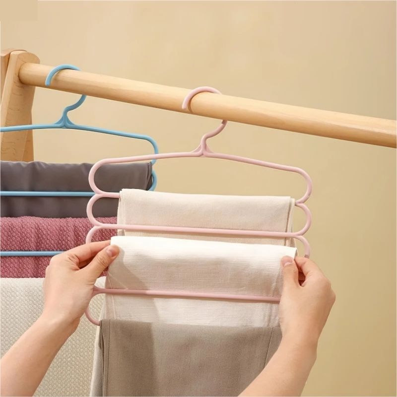2pcs Multifunctional Multi-layer Trousers Rack Wardrobe Storage Rack Magic Trouser Rack Hangers Space Saving Non Slip Pants Rack Pants Hanger Clothes Closet Storage Organizer Pant Jean Trouser Scarf