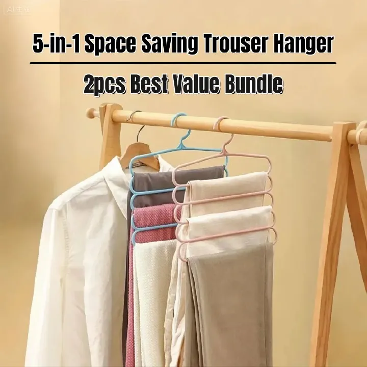 2pcs Multifunctional Multi-layer Trousers Rack Wardrobe Storage Rack Magic Trouser Rack Hangers Space Saving Non Slip Pants Rack Pants Hanger Clothes Closet Storage Organizer Pant Jean Trouser Scarf