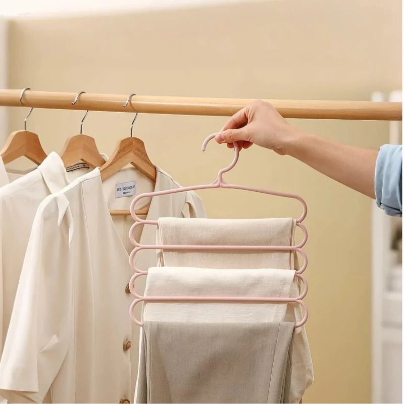 2pcs Multifunctional Multi-layer Trousers Rack Wardrobe Storage Rack Magic Trouser Rack Hangers Space Saving Non Slip Pants Rack Pants Hanger Clothes Closet Storage Organizer Pant Jean Trouser Scarf