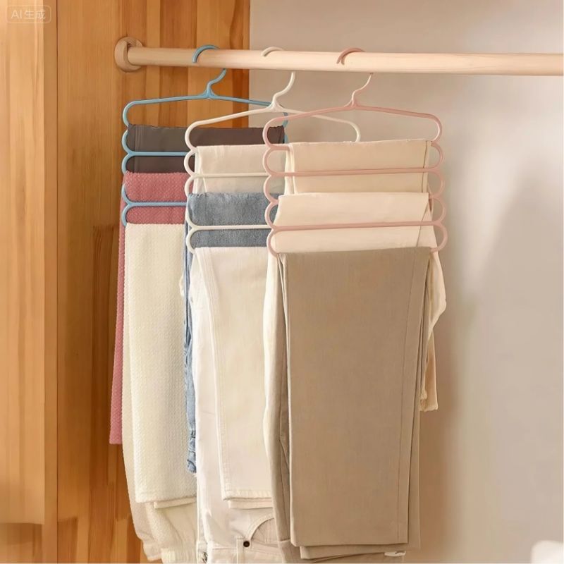 2pcs Multifunctional Multi-layer Trousers Rack Wardrobe Storage Rack Magic Trouser Rack Hangers Space Saving Non Slip Pants Rack Pants Hanger Clothes Closet Storage Organizer Pant Jean Trouser Scarf