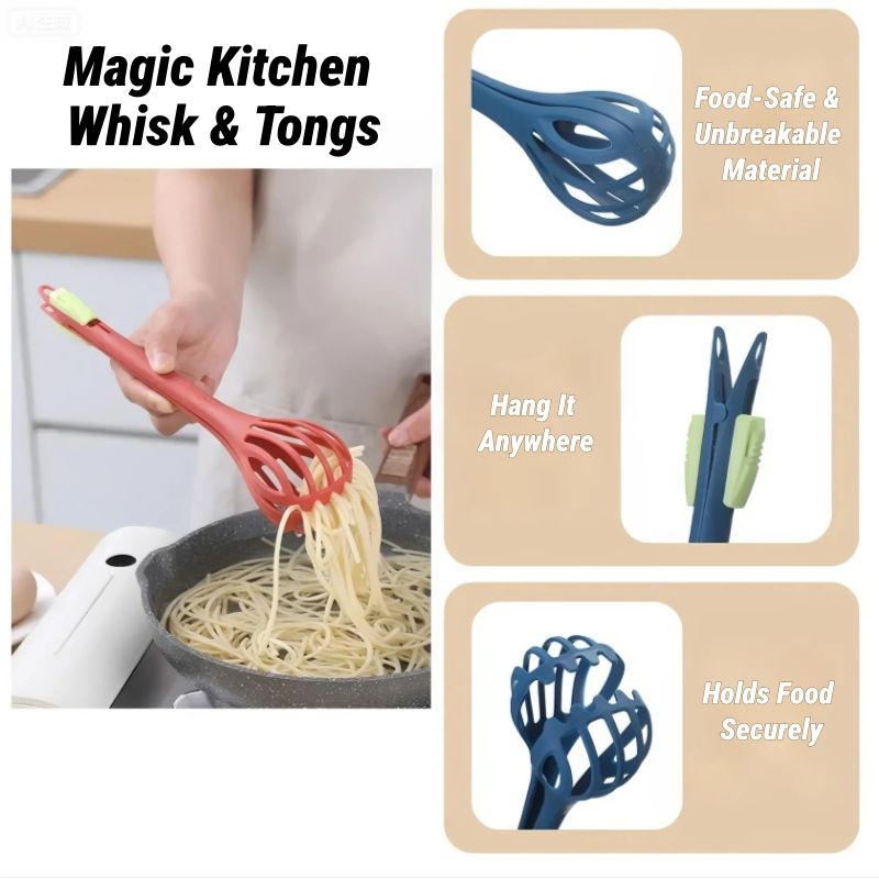 Multifunction Tongs Whisk Kitchenware Set Soft Silicone Cooking Spoon Drain Spoon Mashed Potato Grinder Noodle Scoop Egg Beater Churns Egg White And Yolk Separation Food Clip cook