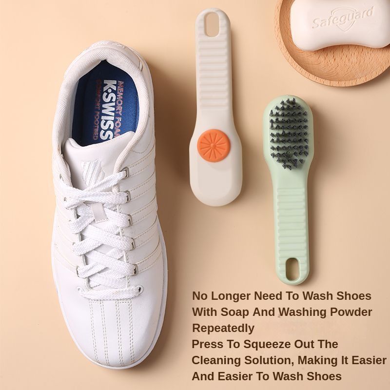 Built-in Soap Dispenser Shoe Brushes Refillable Press-to-Clean Brush Multifunctional Shoe Cleaning Brush Clothing brushes Soft Bristles Squeeze Soap Liquid Multi-Purpose Deep Cleaning