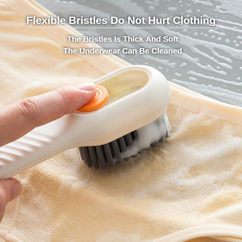 Built-in Soap Dispenser Shoe Brushes Refillable Press-to-Clean Brush Multifunctional Shoe Cleaning Brush Clothing brushes Soft Bristles Squeeze Soap Liquid Multi-Purpose Deep Cleaning