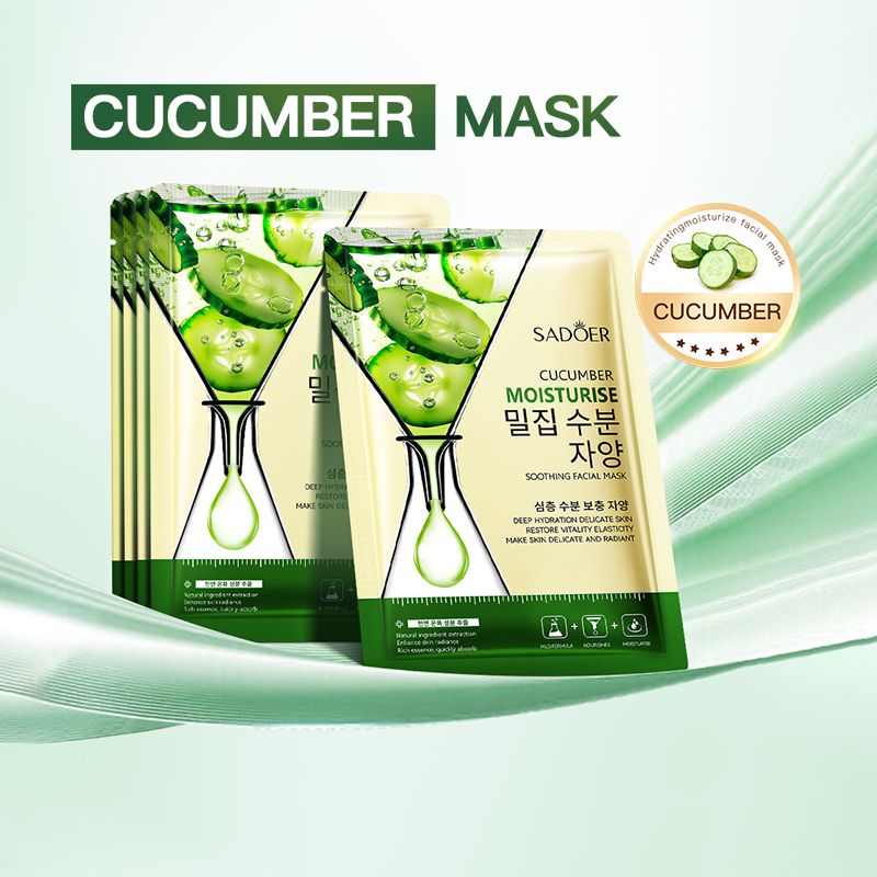 Sadoer Cucumber face mask sadoer skin care set facial mask sheet moisturize hydrating brightening whitening acne treatment firming anti-wrinkle deeply nourish smooth anti-dark repair skin