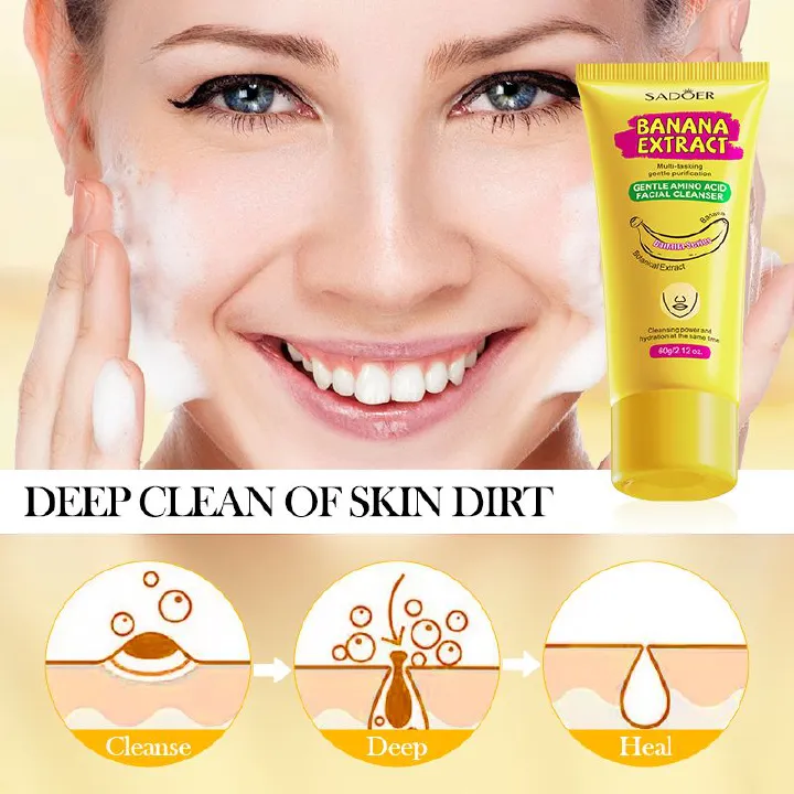 SADOR Banana Face Wash Facial Cleanser Foam Facial cleanser Foam Cleanser Skin Care Face Cleansers Amino Acid Brightening Oil Control Deep Pore Cleanser Sensitive Skin Ph Balanced Natural Skin care
