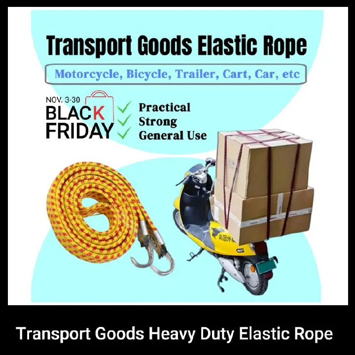Transport Goods Heavy Duty Elastic Rope 1.5m Super Strong Cargo Tie Down Motorcycle, Bicycle, Car ,Cart, & Trailer Lashing Straps Essential Logistics & Delivery Accessories Truck & Boda Tie Downs