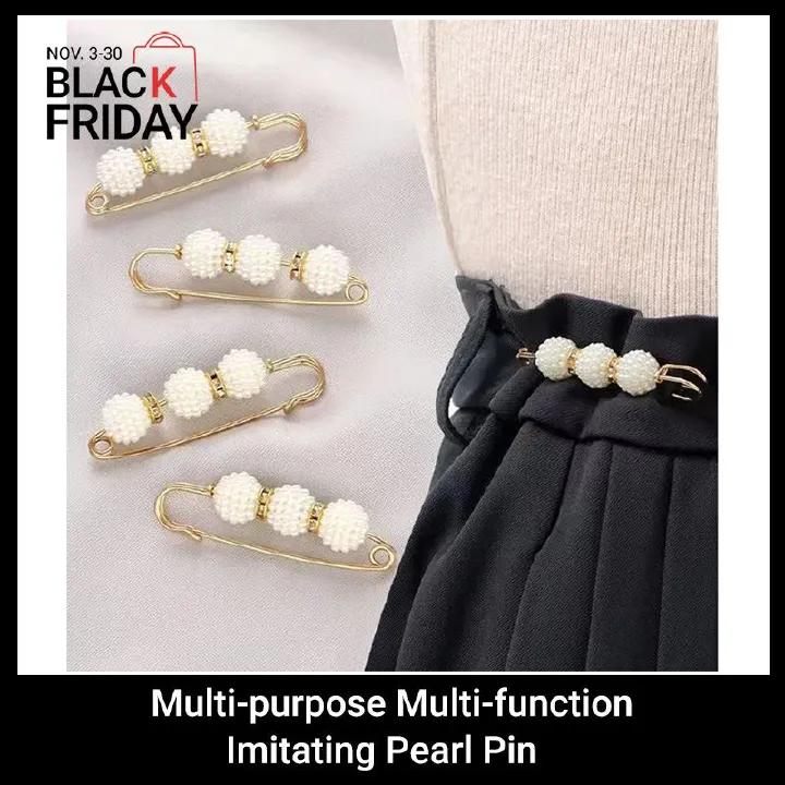 4PCS Multi-purpose Multi-function Imitating Pearl Pin Jewelry, Waist Reduction,pearl Brooch Fixed Girth,decorating Various Clothes/trousers/shirt/dress/sweater/shawl/pant /scarves/jackets/hats/handbag