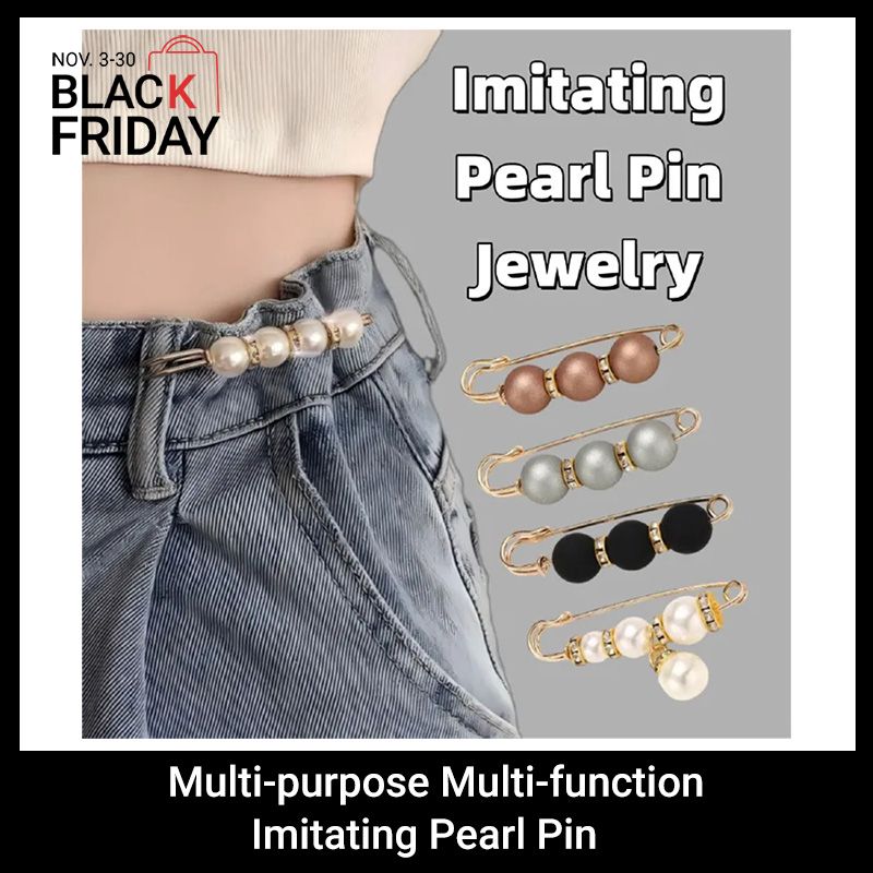 4PCS Multi-purpose Multi-function Imitating Pearl Pin Jewelry, Waist Reduction,pearl Brooch Fixed Girth,decorating Various Clothes/trousers/shirt/dress/sweater/shawl/pant /scarves/jackets/hats/handbag