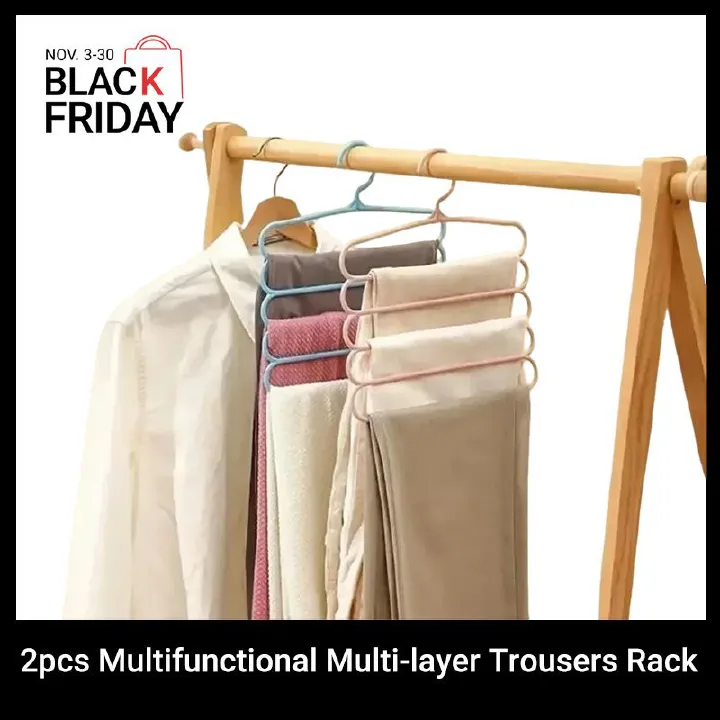 2pcs Multifunctional Multi-layer Trousers Rack Wardrobe Storage Rack Magic Trouser Rack Hangers Space Saving Non Slip Pants Rack Pants Hanger Clothes Closet Storage Organizer Pant Jean Trouser Scarf
