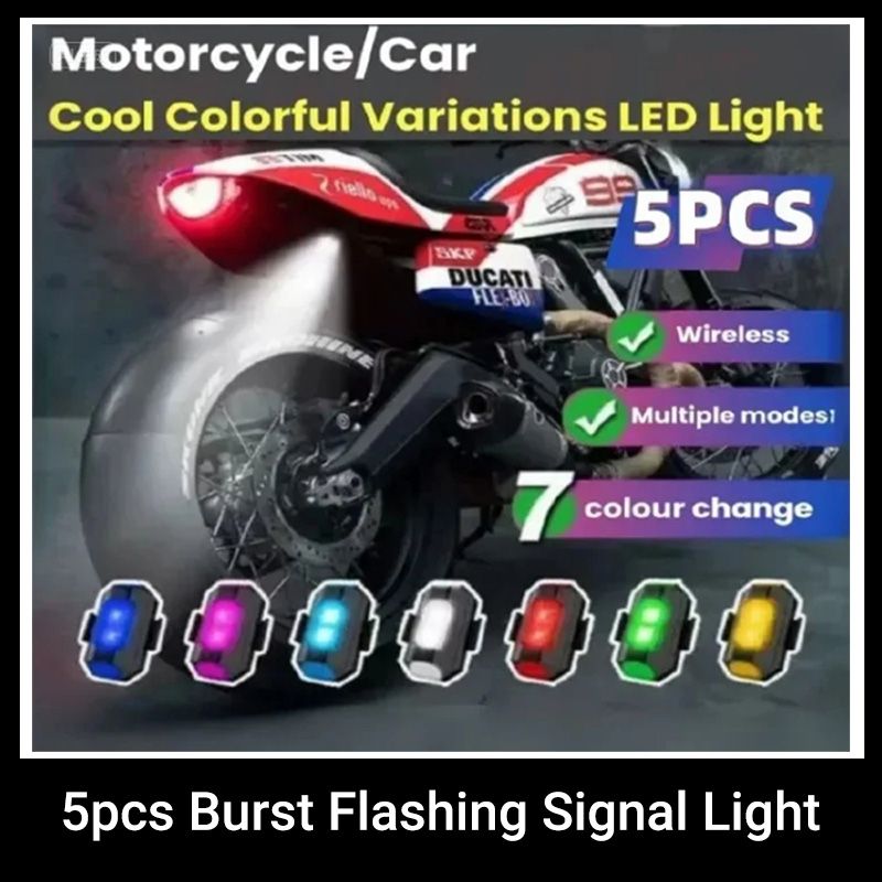 5PCS Motorcycle/Bicycle/Car Cool Colorful Variations LED Light，Anti-collision Warning Light,Mini Signal Light,Drone with Strobe Light,7 Colors Turn Signal Indicator