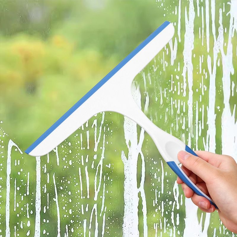 Professional Window Squeegee Extra Wide Rubber Blade Glass Wiper Glass Squeegee Shower Squeegee Window Cleaner Streak-Free Cleaning Glass Mirrors Long Handle High Windows Tiles