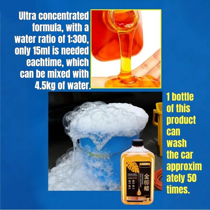 (Free gift 1pc gloves) 50 times Concentrate Car Shampoo with Wax Wash Wax Car Wash All-in-One Auto  Wash Quick Shine Car Shine Gloss Protect Hydrophobic Foaming Vehicle Wash Automobile Wash Car Care