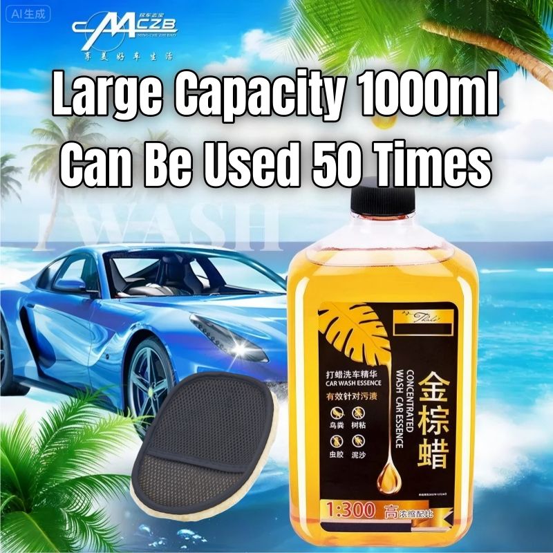 (Free gift 1pc gloves) 50 times Concentrate Car Shampoo with Wax Wash Wax Car Wash All-in-One Auto  Wash Quick Shine Car Shine Gloss Protect Hydrophobic Foaming Vehicle Wash Automobile Wash Car Care