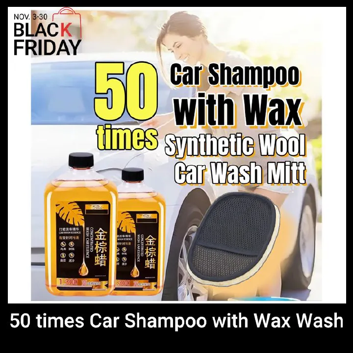 (Free gift 1pc gloves) 50 times Concentrate Car Shampoo with Wax Wash Wax Car Wash All-in-One Auto  Wash Quick Shine Car Shine Gloss Protect Hydrophobic Foaming Vehicle Wash Automobile Wash Car Care
