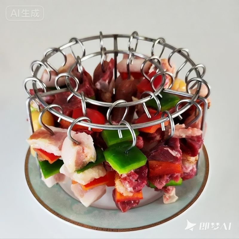 Air fryer grill skewer rack 24 skewer grill stainless steel vertical grill hanging circular oven grill rack Grill Gridiron Barbecue Grill Grate