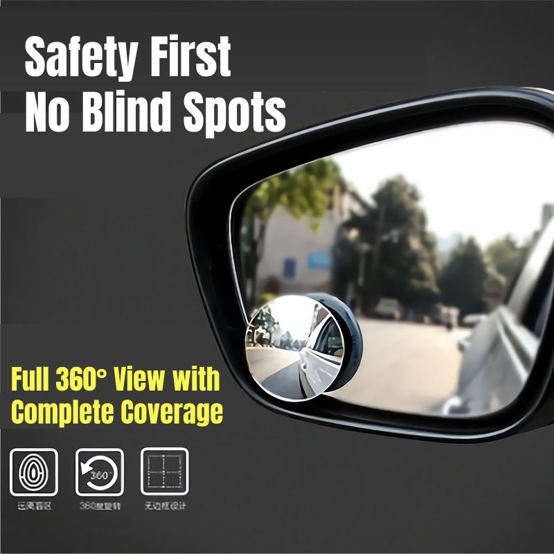 2pcs Car rearview mirror small round mirror borderless high-definition auxiliary wide-angle mirror convex 360 ° adjustable reversing mirror