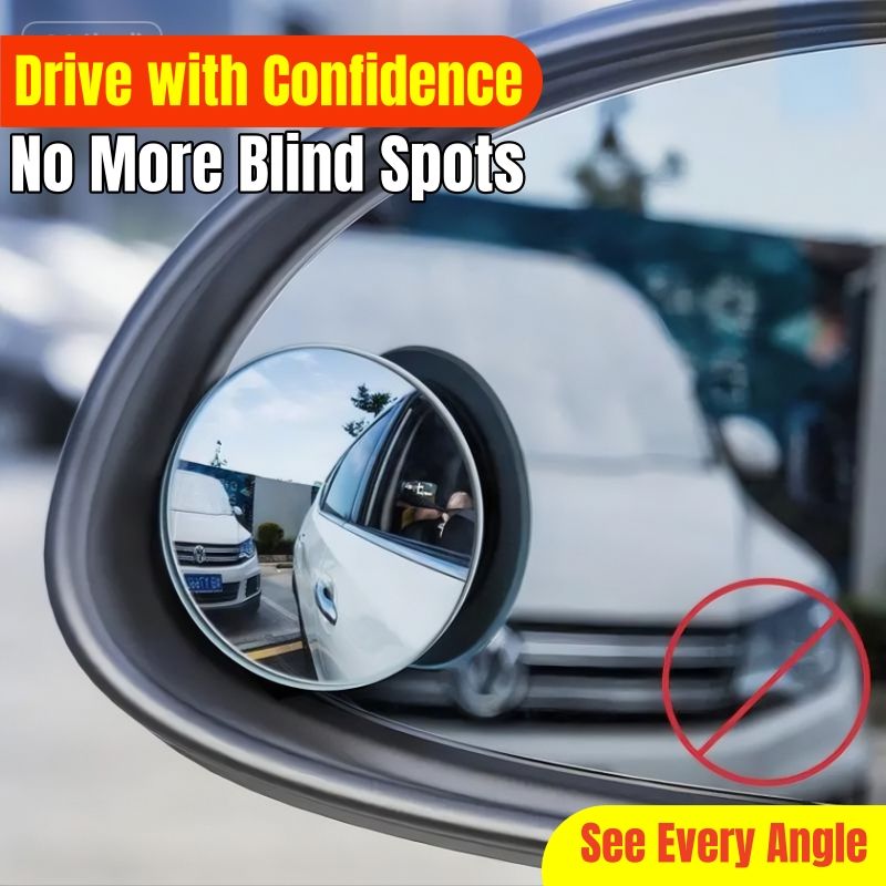 2pcs Car rearview mirror small round mirror borderless high-definition auxiliary wide-angle mirror convex 360 ° adjustable reversing mirror