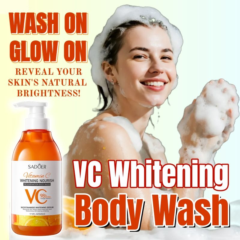 (4pcs free gift) SADOER Whitening Body Wash vitamin C NOURISH REJUVENATION Amino Acid Clean gently Nourishing skin Moisturizing Fragrance Shower Gel remove dirt Remove mites 520ml