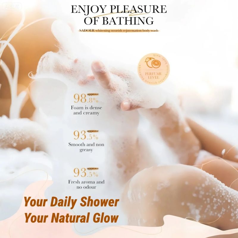 (4pcs free gift) SADOER Whitening Body Wash vitamin C NOURISH REJUVENATION Amino Acid Clean gently Nourishing skin Moisturizing Fragrance Shower Gel remove dirt Remove mites 520ml