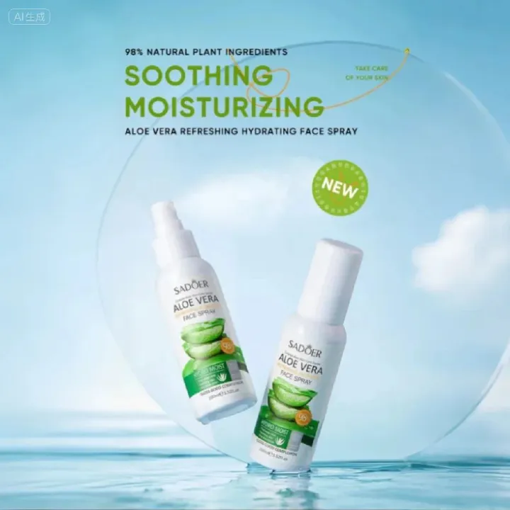 SADOER Hydrating Face Mist for Dry & Sensitive Skin Aloe Vera & Vitamin E Spray for African Climate SkinCare Instant Cooling & Oil Control Makeup Setting & Sunburn Relief Portable 100ml Kenya Approved