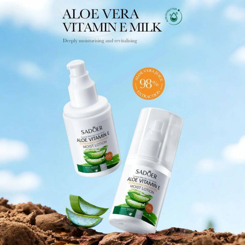 SADOER Skin Care Set Aloe vitamin E Moisturizing lotion Nourishing Body Lotion Dry Dark Skin Moisturizing Cream Shea Butter & Vitamin E for African Skin 24H Hydration Fades Dark Spots Stretch Marks