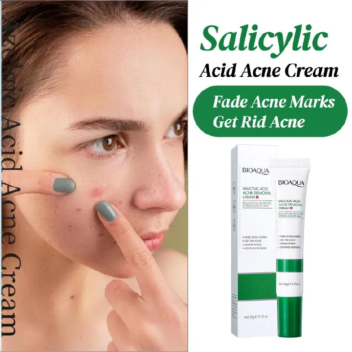 BIOAOUA Skin Care Set Salicylic Acid Acne Removal Cream Treats Pimples Remove Acne Dark Spots Shrinks Pores Oil-Free Budget-Friendly Fade Acne Marks Get Rid Acne Shrink Pores Soothes Redness
