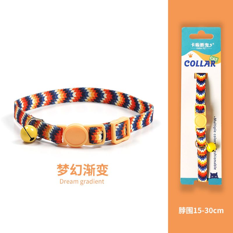 Cat collar, cat weaving necklace, collar bell, anti suffocation, comfortable and safe buckle, wholesale of pet decoration products