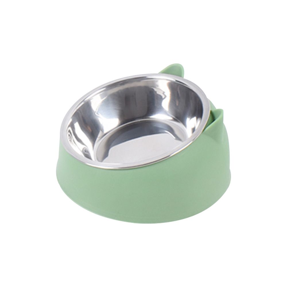 Stainless steel dog bowl cat bowl to protect the cervical spine oblique mouth cat eating and drinking dog food bowl pet supplies