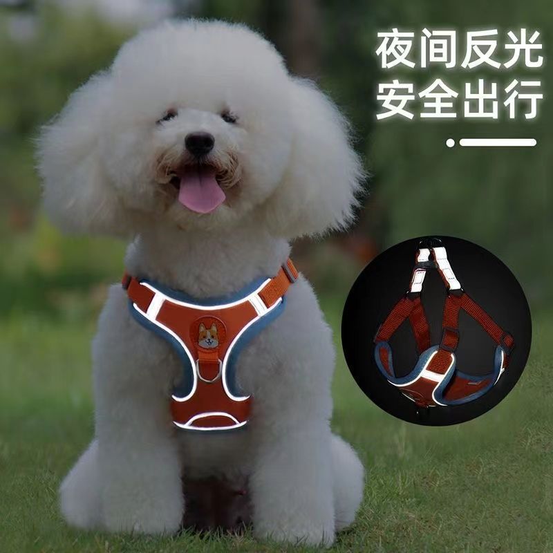 Vest style dog leash, medium size small dog, teddy bichon pomeranian, chest harness, puppy walking dog leash, dog leash