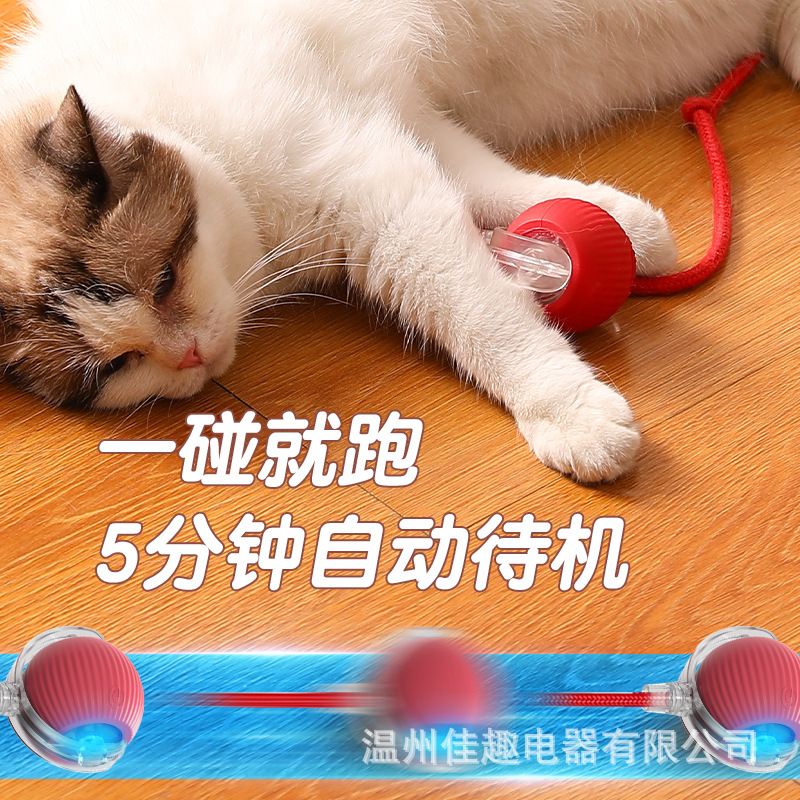 Interactive Striped Rolling Ball Cat Toy Bite resistant automatic cat teasing ball, cat toy ball, self fun and stress relieving tool with rope, pet supplies, jumping ball