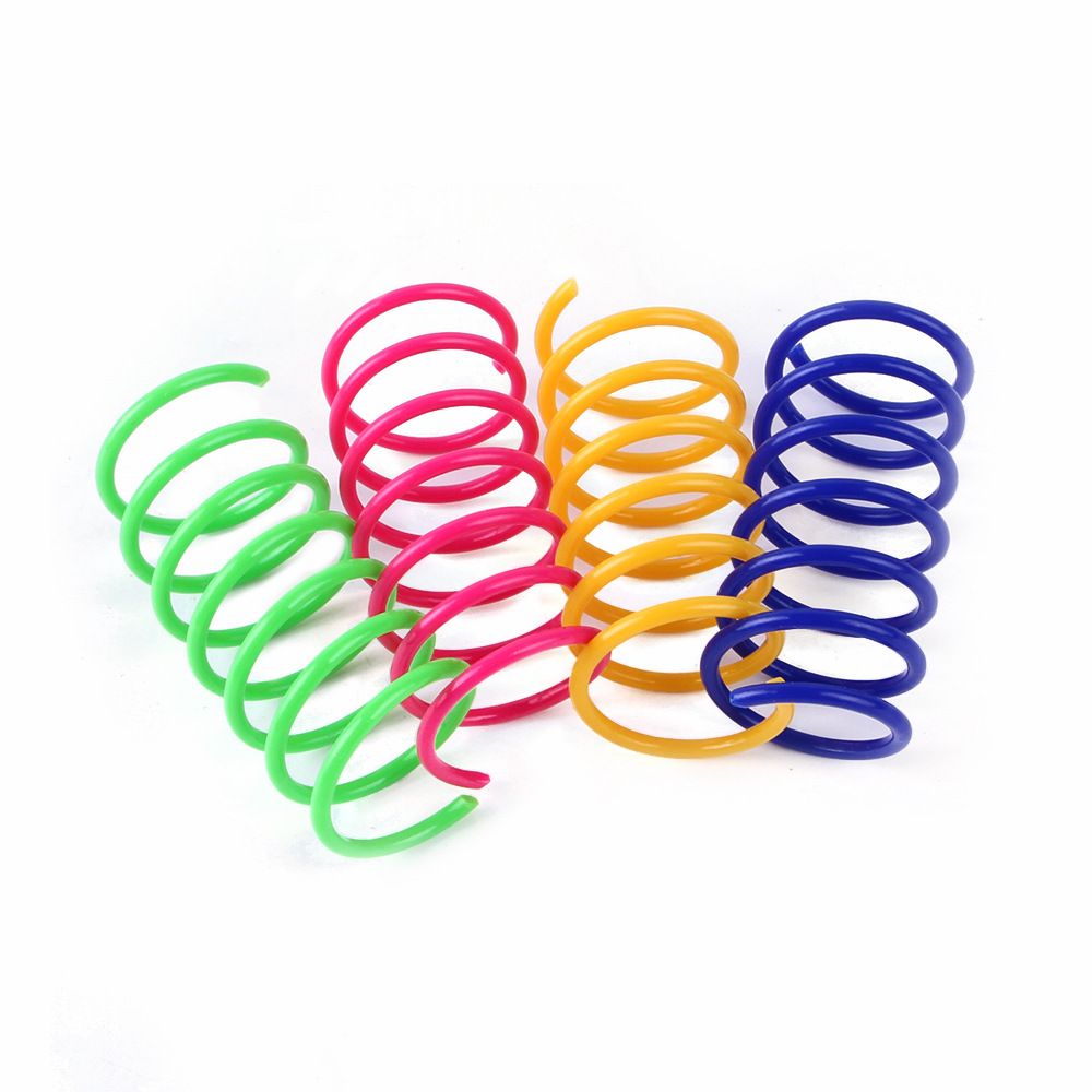 4PCS New Pet Cat Self Hi Toys Plastic Color Spring Jumping Teasing Cat Toys Cat Supplies