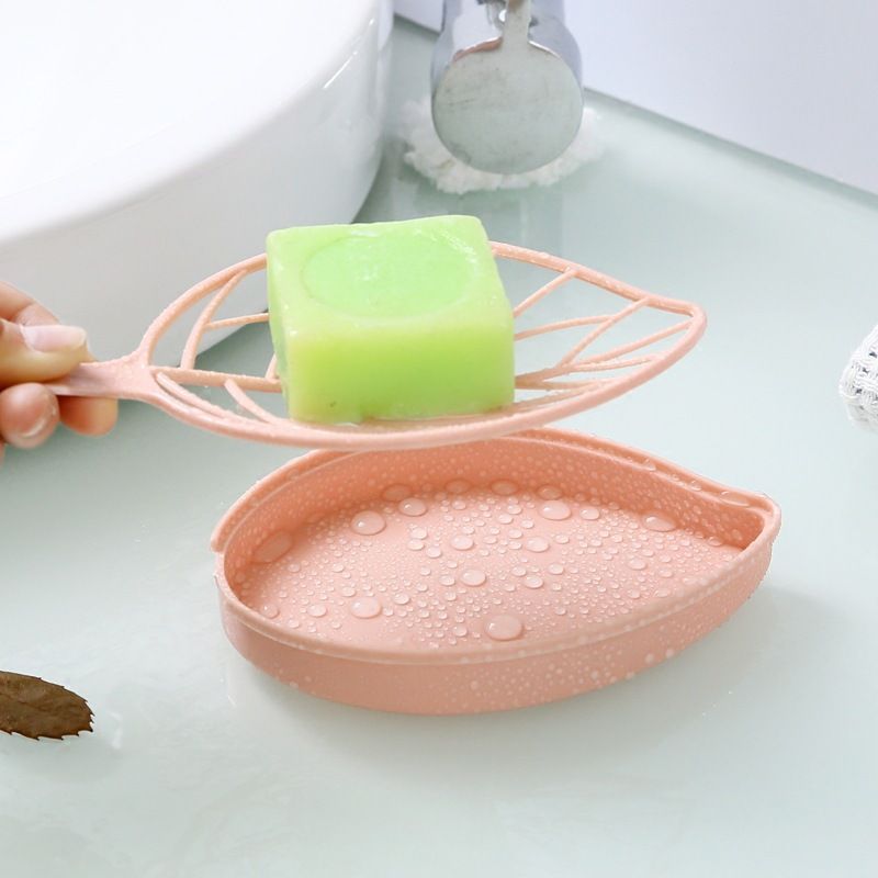 Leaf-shaped soap dish, non-perforated double-layer soap dish, soap dish, toilet drain soap storage rack Soap Dishes